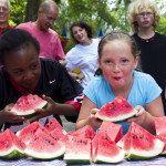 Watermelon eating contest at Hot Dogs for Heroes 2014