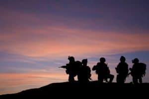 Silhouette of Gulf War troops